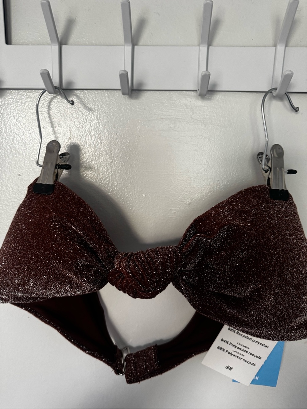 H&M Shimmery Chocolate Twist-Front Bandeau Top
